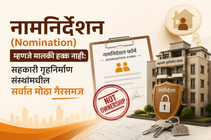 नामनिर्देशन Nomination म्हणजे मालकी हक्क नाही सहकारी गृहनिर्माण संस्थांमधील सर्वात मोठा गैरसमज नामनिर्देशन (Nomination) म्हणजे मालकी हक्क नाही सहकारी गृहनिर्माण संस्थांमधील सर्वात मोठा गैरसमज