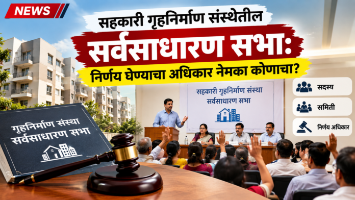 सहकारी गृहनिर्माण संस्थेतील सर्वसाधारण सभा निर्णय घेण्याचा अधिकार नेमका कोणाचा सहकारी गृहनिर्माण संस्थेतील सर्वसाधारण सभा निर्णय घेण्याचा अधिकार नेमका कोणाचा