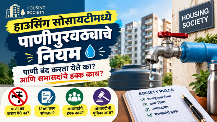 Housing Society Water Rules in Marathi हाउसिंग सोसायटीमध्ये पाणीपुरवठ्याचे नियम: पाणी बंद करता येते का आणि सभासदांचे हक्क काय?